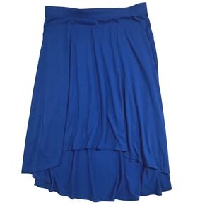 Royal Blue High-Low Midi Skirt Size M 8-10 Stretch Jersey Knit Women Balletcore